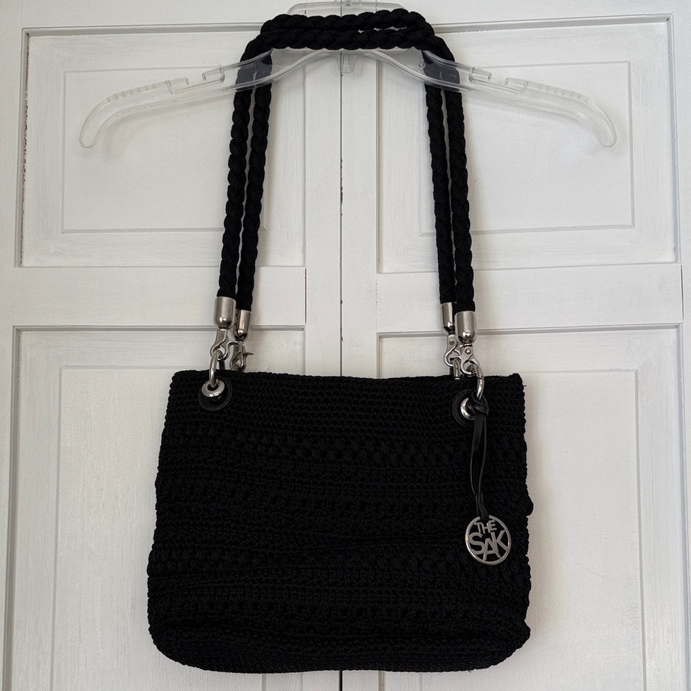 The Sak Black Crochet Shoulder Bag Coastal Grandma Style
